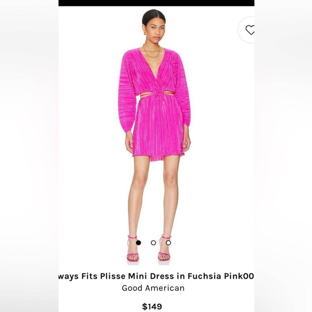 Good American Always Fits Plisse Fuschia Dress 3/4